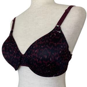 WARNERS ALL YOU NEED NWOT T Shirt Bra Purple Animal Print Size 38B Adjustable